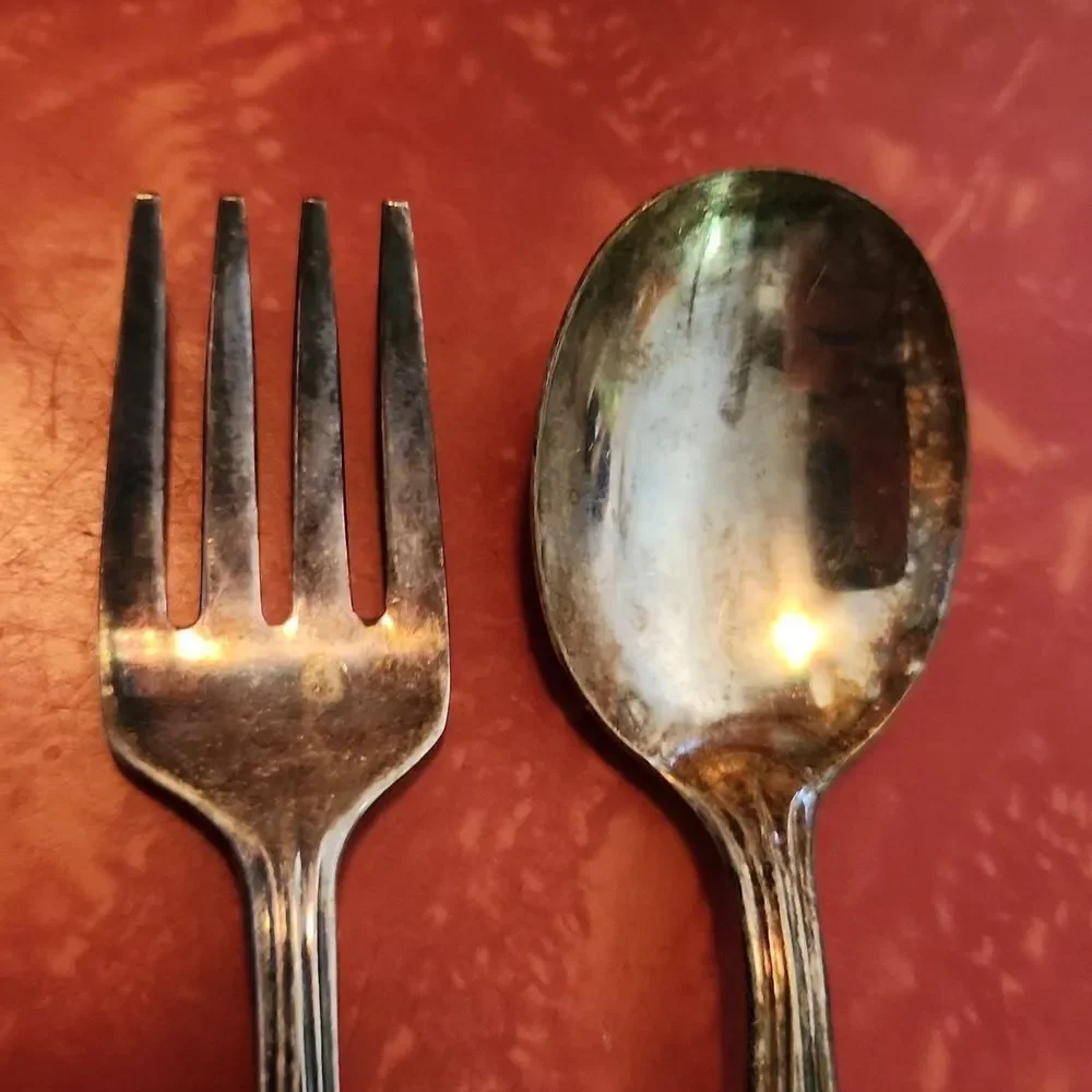 Vintage Oneida Toddler Metal Fork and Spoon Set